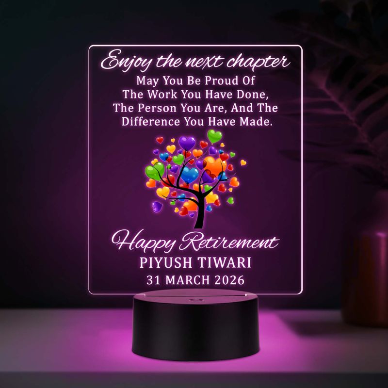 Personalized Retirement UV Print Color Changing LED Lamp     Enjoy The Next Chapter  Light